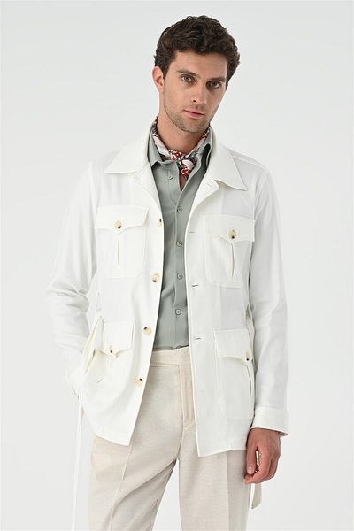 Antioch Ecru Belted Men's Seasonal Linen Coat