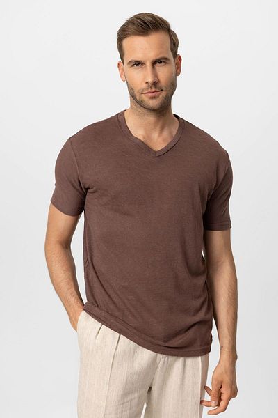 Antioch Men's V-Neck Basic T-shirt - Light Brown
