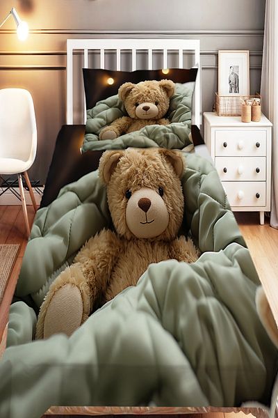 Else Halı Teddy Bear Patterned Girl's Decorative Printed Bedspread