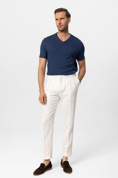Antioch Men's V-Neck Navy Blue Basic T-shirt