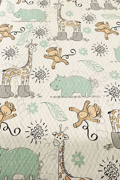 3D ELSE HALI Boy's Single Pique Bedspread - Forest Animals Patterned, Quilted