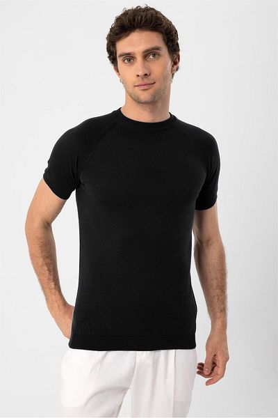 Antioch Black Crew Neck Knitwear T-Shirt