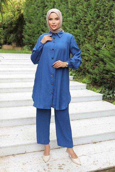 MİSSKAYLE Συγκεντρώστε λεπτομερές σετ Indigo Hijab