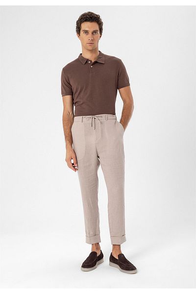 Antioch Brown Polo Neck Slim Fit Men's T-shirt