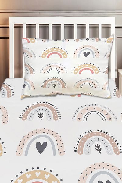 Else Halı Colorful Boho Rainbows Patterned Girl's Decorative Printed Bedspread