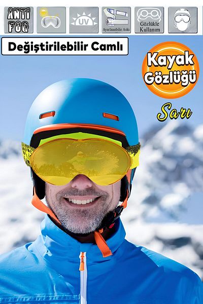 Badem10 Bellasimo Ski Goggles with Replaceable Lens Antifog Sun Snow Glasses Yellow Snowboard Glasses