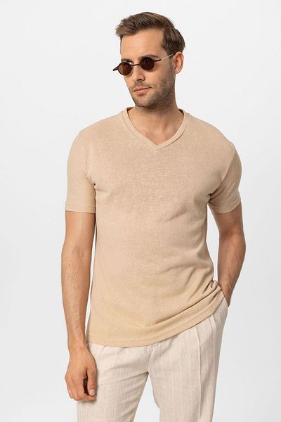 Antioch Beige Men's T-shirt - V-Neck, Basic Model