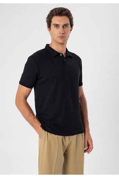 Antioch Black Polo Neck Slim Fit Men's T-shirt