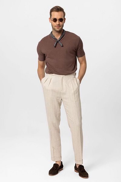 Antioch Men's V-Neck Basic T-shirt - Light Brown