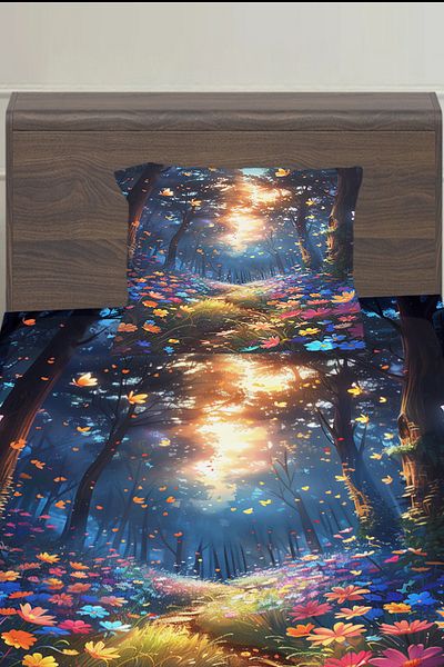 3D ELSE HALI Flower Garden Patterned Girl's Single Pillowed Elastic Sheet Set 100X200Cm