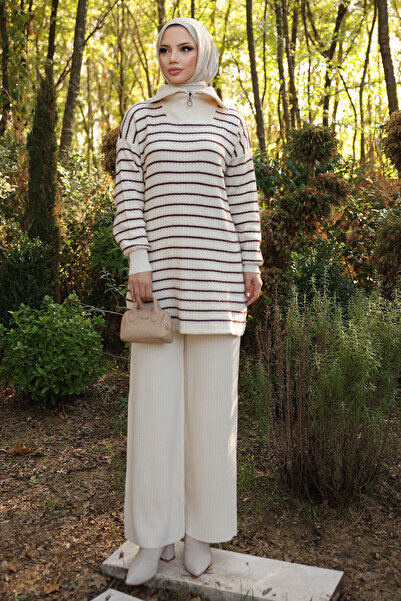 Kirazgym Horizontal Line Beard Detailed Knitwear Set