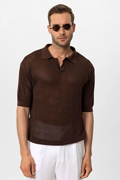 S13 Store Polo collar Lace-Like Knit men's t-shirt