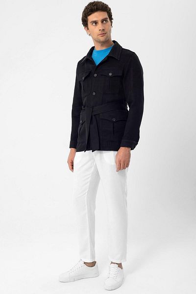 Antioch Black Belted Men's Seasonal Linen Coat