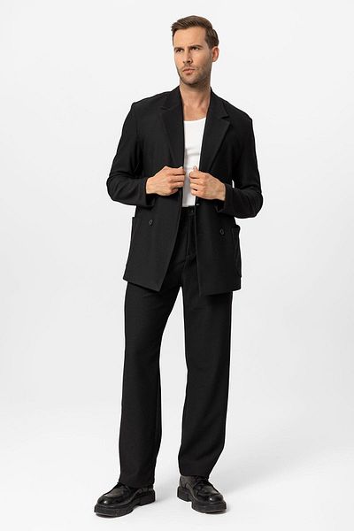 Antioch Black Relax Fit Men's Set - Double Breasted Closure