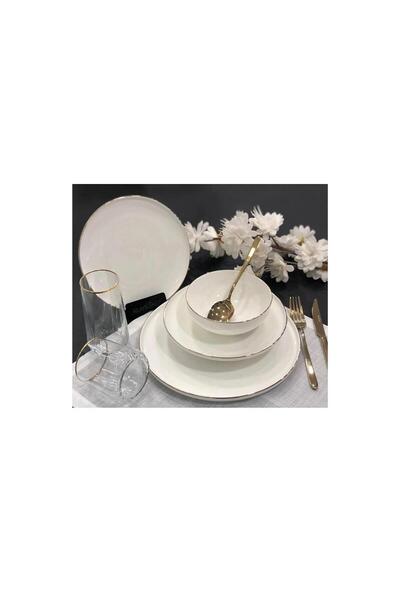 ROY KING Royking Gold Slender 24 Parça Bone Chına Yemek Takımı DSN 045