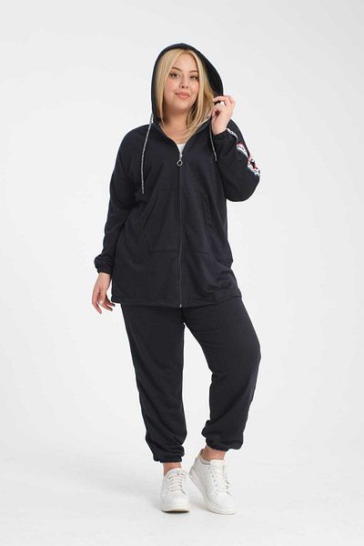 CNG MODA Women's Tomy Zippered Hooded Large Size Tracksuit Set