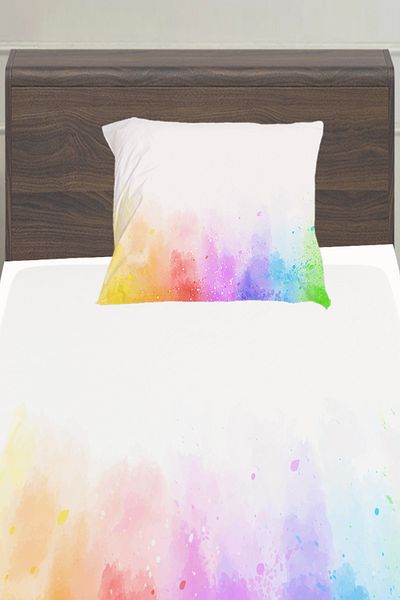 3D ELSE HALI Rainbow Patterned Girl's Single Padded Elastic Sheet Set 100X200Cm