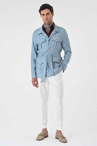 Antioch Blue Belted Men's Seasonal Linen Coat
