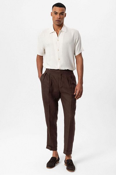 Antioch Ecru Apache Collar Knitted Textured Men's Shirt