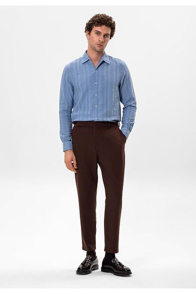 Antioch Light Blue Knitted Patterned Men's Shirt