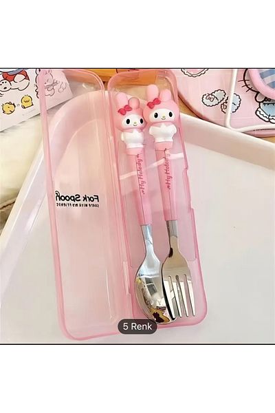 seyuse Sanrio My Melody Stainless Steel Fork Spoon Set