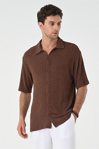 Antioch Brown Relax Fit Knitwear Men's Shirt