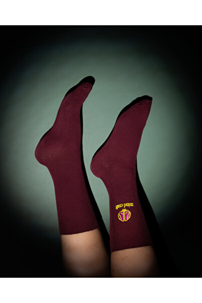 Vita Atelier 'Mind Craft' Unisex Mürdüm Nakışlı Çorap, Doktorlara Özel