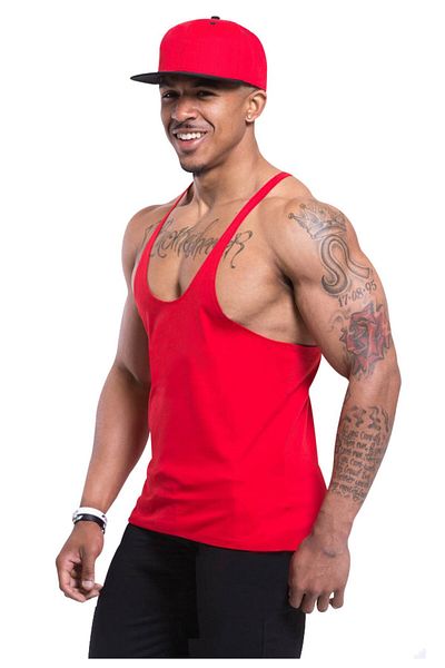 Ghedto Basic Gym Fitness Stringer Tank Top Sports Tank Red