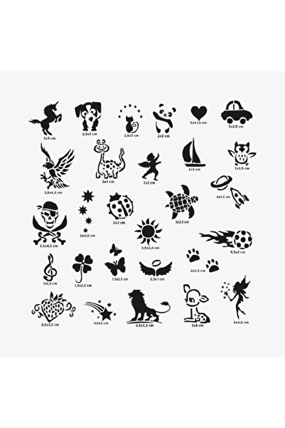 Airbrush Tattoo Wonderland City Pack Geçici Dövme Şablon Seti 28 Desen Spreys...