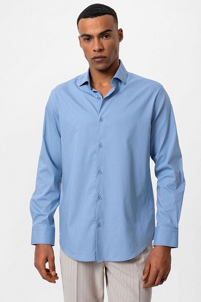 Antioch Men's Classic Blue Slim Fit Shirt