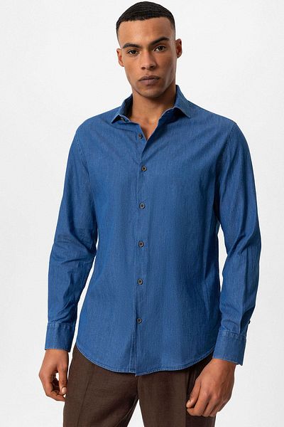 Antioch Blue Long Sleeve Men's Denim Shirt