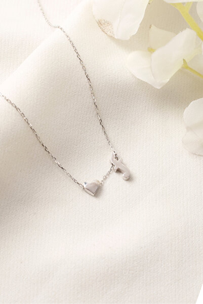 SARIASLAN F Harfli Kalpli Minimal Kadın Gümüş Kolye 925 Ayar