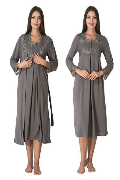 ByLohusa Set cămașă de noapte pentru maternitate afumată Effortt cu halate de...