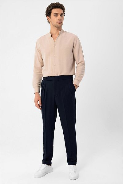 Antioch Beige Judge Collar Long Sleeve Men's Shirt