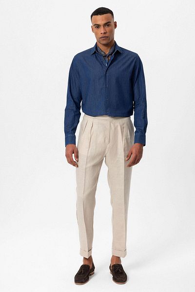 Antioch Navy Blue Long Sleeve Men's Denim Shirt