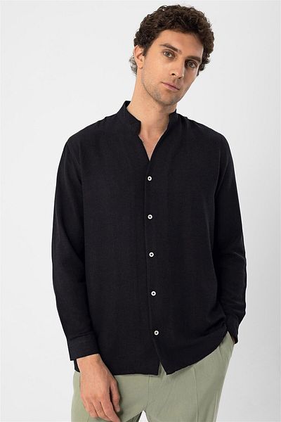 Antioch Black Judge Collar Long Sleeve Men's Shirt