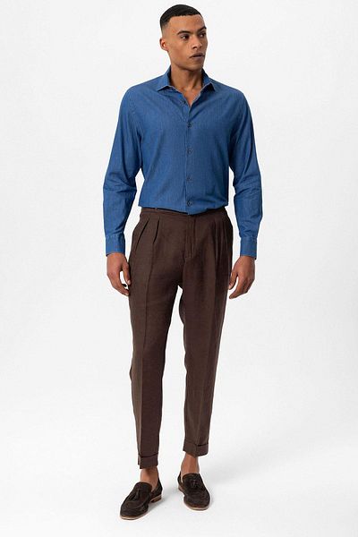 Antioch Blue Long Sleeve Men's Denim Shirt