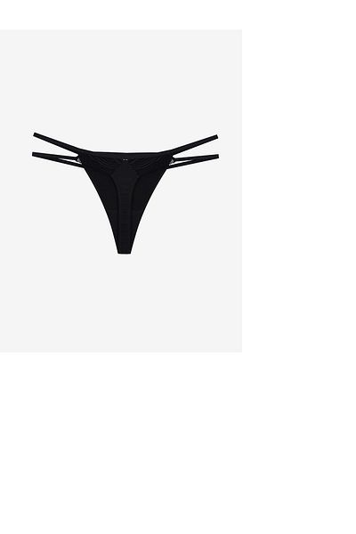 LC Waikiki New Black Lace Detailed Thong Panties