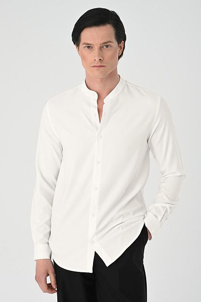 Antioch Ecru Regular Fit Judge Collar Men's Shirt