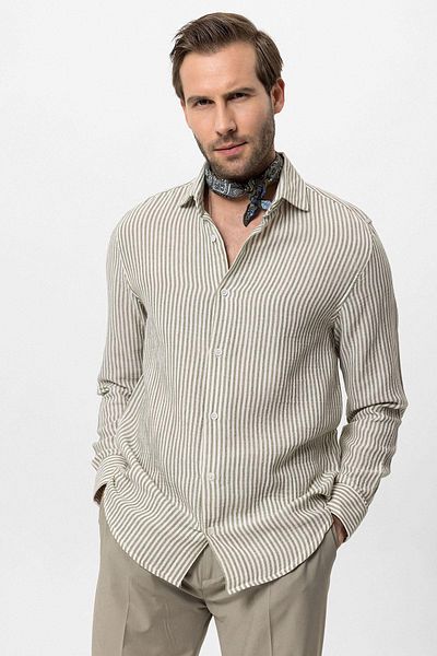 Antioch Khaki Striped Men's Shirt