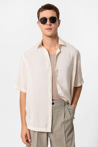 Antioch Stone Short Sleeve Oversize Men's Shirt