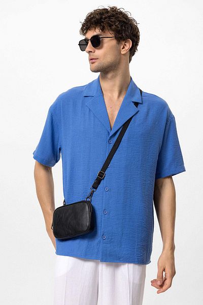 Antioch Saks Apache Collar Oversize Short Sleeve Men's Shirt