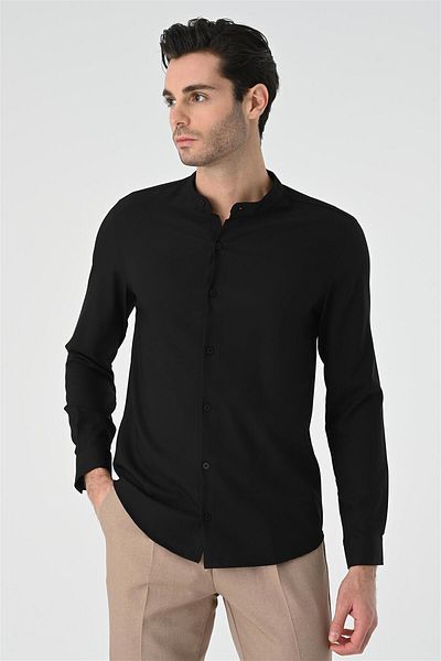 Antioch Black Regular Fit Judge Collar Men's Shirt