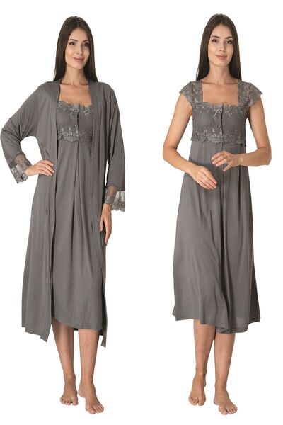 ByLohusa Set cămașă de noapte pentru maternitate afumată Effortt cu halate de...