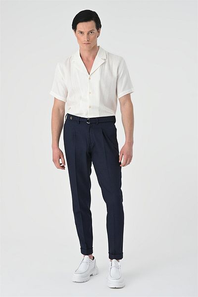 Antioch White Woven Patterned Short Sleeve Men's Shirt