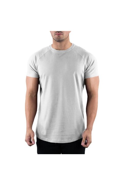 Choice XL WHITE Plain Gym T-shirt Men Summer Fitness Clothing O-Neck Short Sleeve T shirt Cotton Slim Fit T