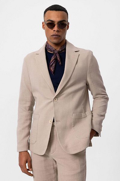 Antioch Men's Blazer Jacket - Beige, Unlined, Bag Pocket