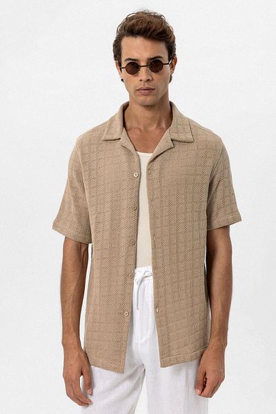 Antioch Mink Apache Collar Square Knitted Men's Shirt