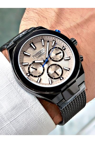 Ferrucci Black Color Straw Cord Men's Wrist Watch 03380