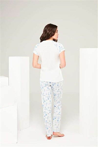 Mod Collection 3676 Жіночий комплект піжами з круглим коміром, екрю